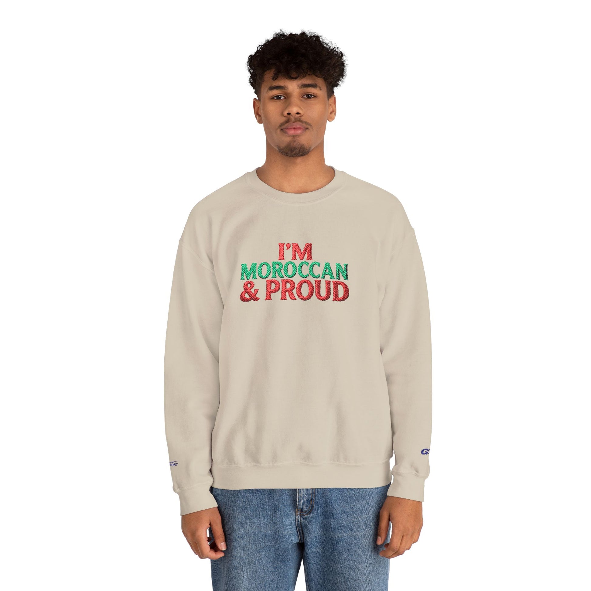 Moroccan & Proud Crewneck Sweatshirt — Patriotic Morocco Pride Pullover - Ghita Shop