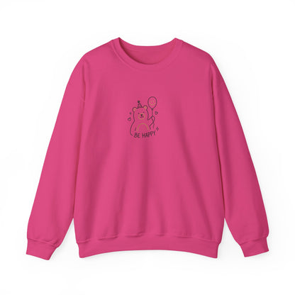 Cute Cat Crewneck Sweatshirt - Be Happy Graphic Cozy Casual Pullover - Ghita Shop