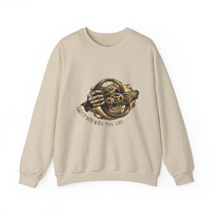 Never Let the Day Run You — Vintage Steering Wheel Crewneck Sweatshirt