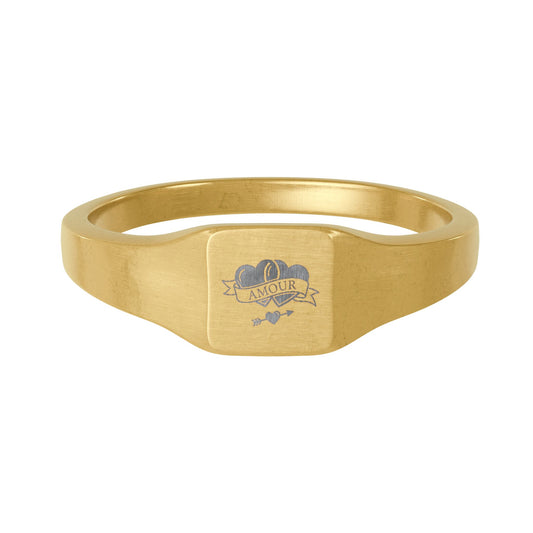 Personalized Gold Signet Ring — Valentine's Day Gift for Him & Her