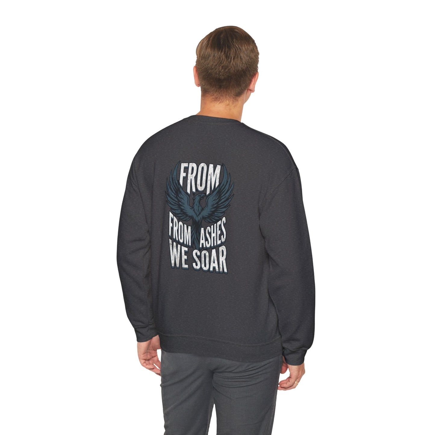 Crewneck Sweatshirt — 'From Ashes We Soar' Raven Back Graphic