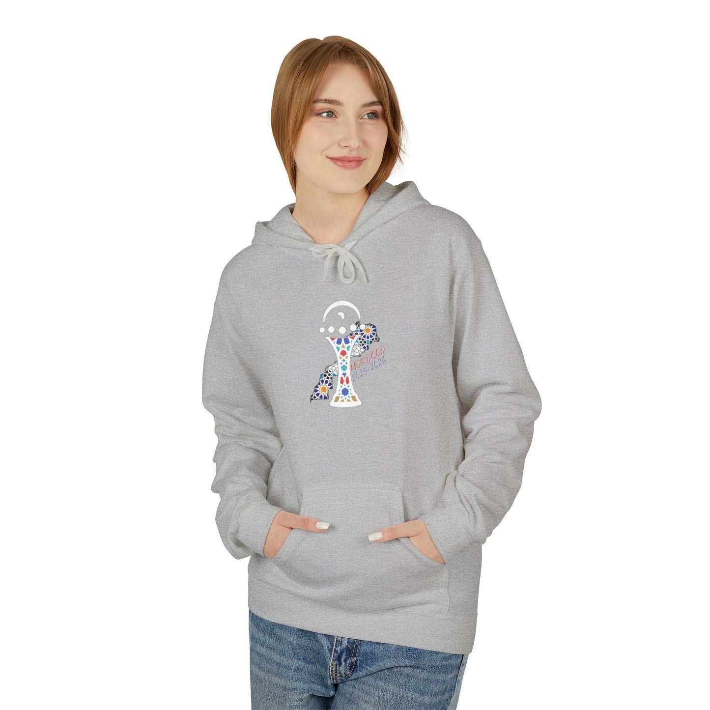 Morocco Star Hoodie - Pullover with Moroccan Flag Stripes and Floral Map Design