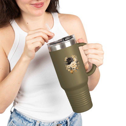 Floral Insulated Mug, 40oz, Gifts for Her, Summer Picnics,  Eco-Friendly Beverage