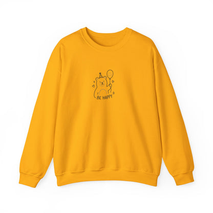 Cute Cat Crewneck Sweatshirt - Be Happy Graphic Cozy Casual Pullover - Ghita Shop