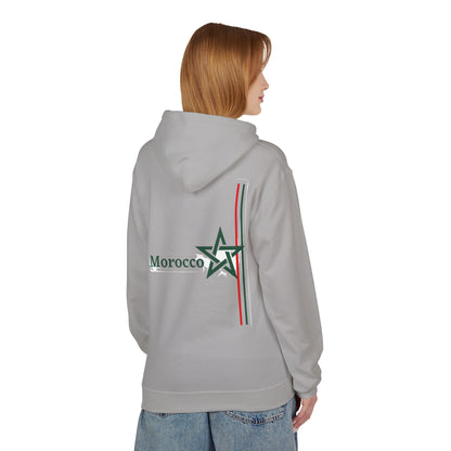 Morocco Star Hoodie - Pullover with Moroccan Flag Stripes and Floral Map Design