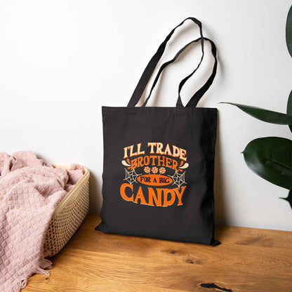 Candy Themed Tote Bag | Fun Cotton Canvas Shopping Bag, Gift for Siblings, Cute Reusable Trick-or-Treat Tote, Holiday Gift