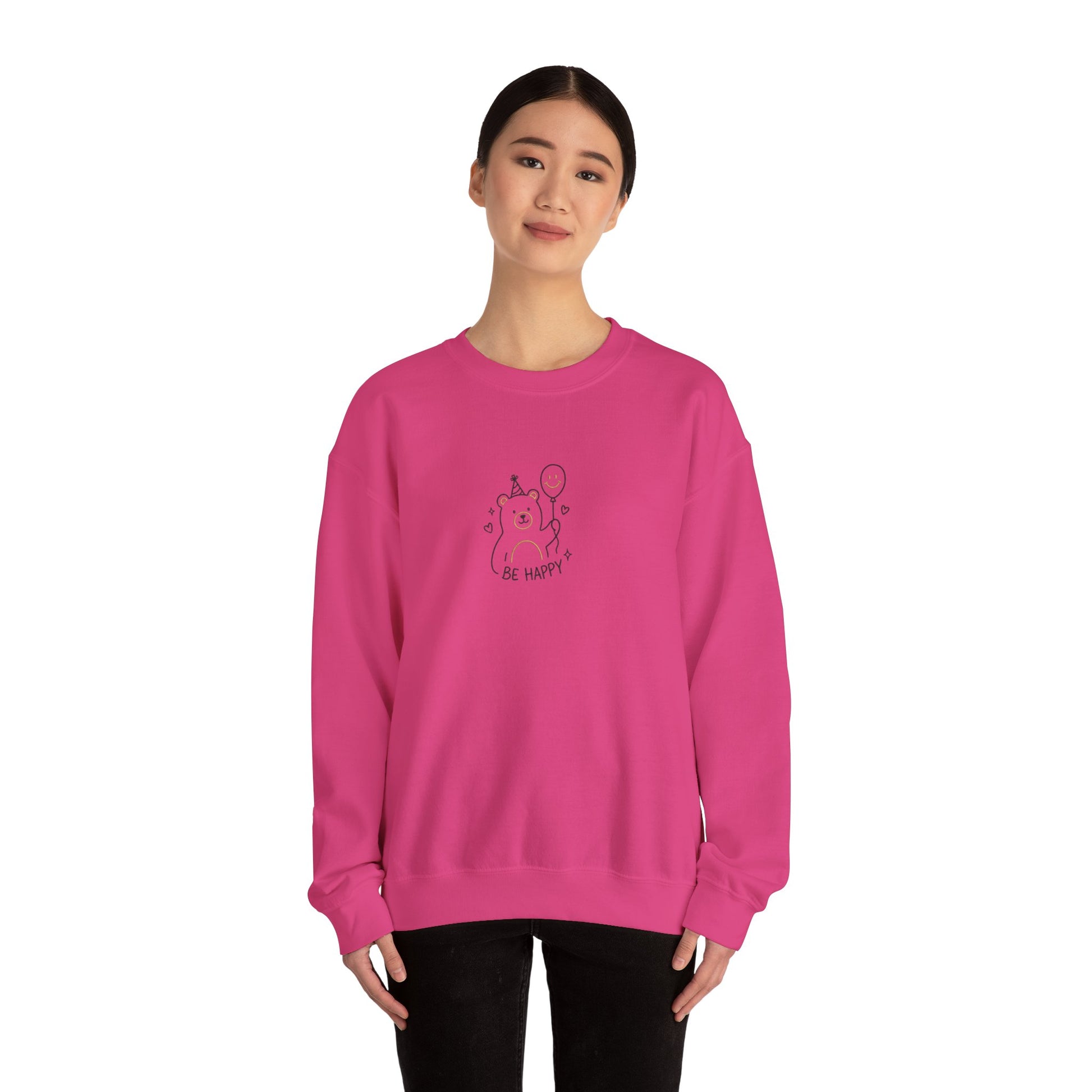 Cute Cat Crewneck Sweatshirt - Be Happy Graphic Cozy Casual Pullover - Ghita Shop