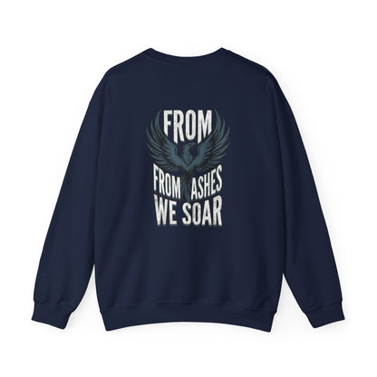 Crewneck Sweatshirt — 'From Ashes We Soar' Raven Back Graphic