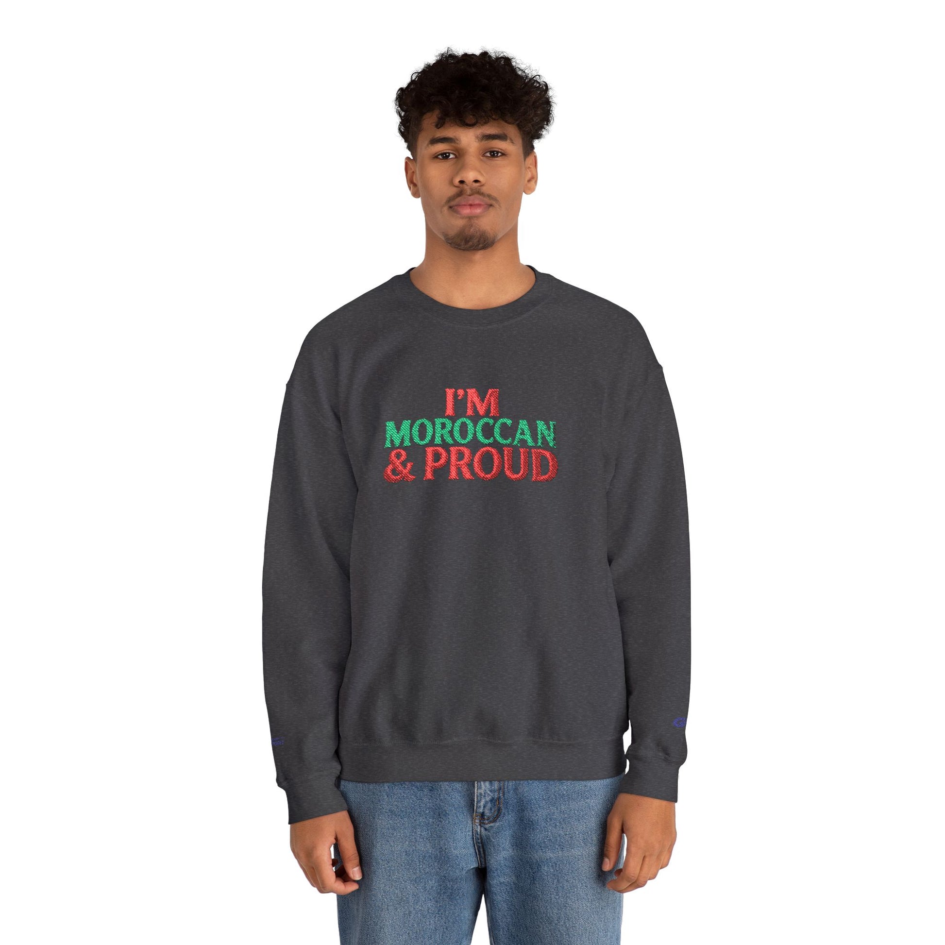 Moroccan & Proud Crewneck Sweatshirt — Patriotic Morocco Pride Pullover - Ghita Shop