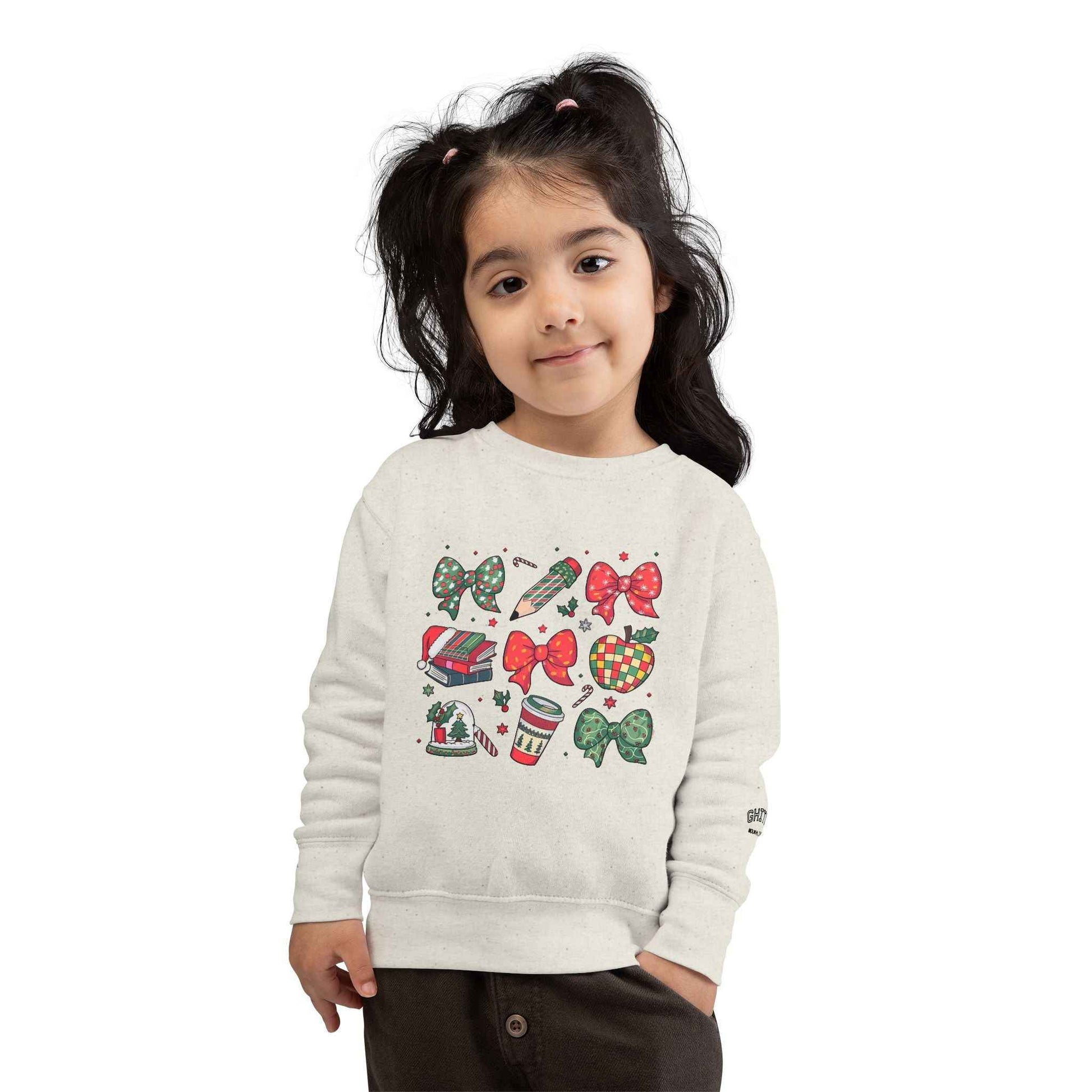 Festive Toddler Sweatshirt with Bows for Holiday Cheer