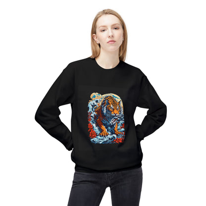 Tiger Moon Crewneck Sweatshirt — Vintage Stylized Tiger Graphic