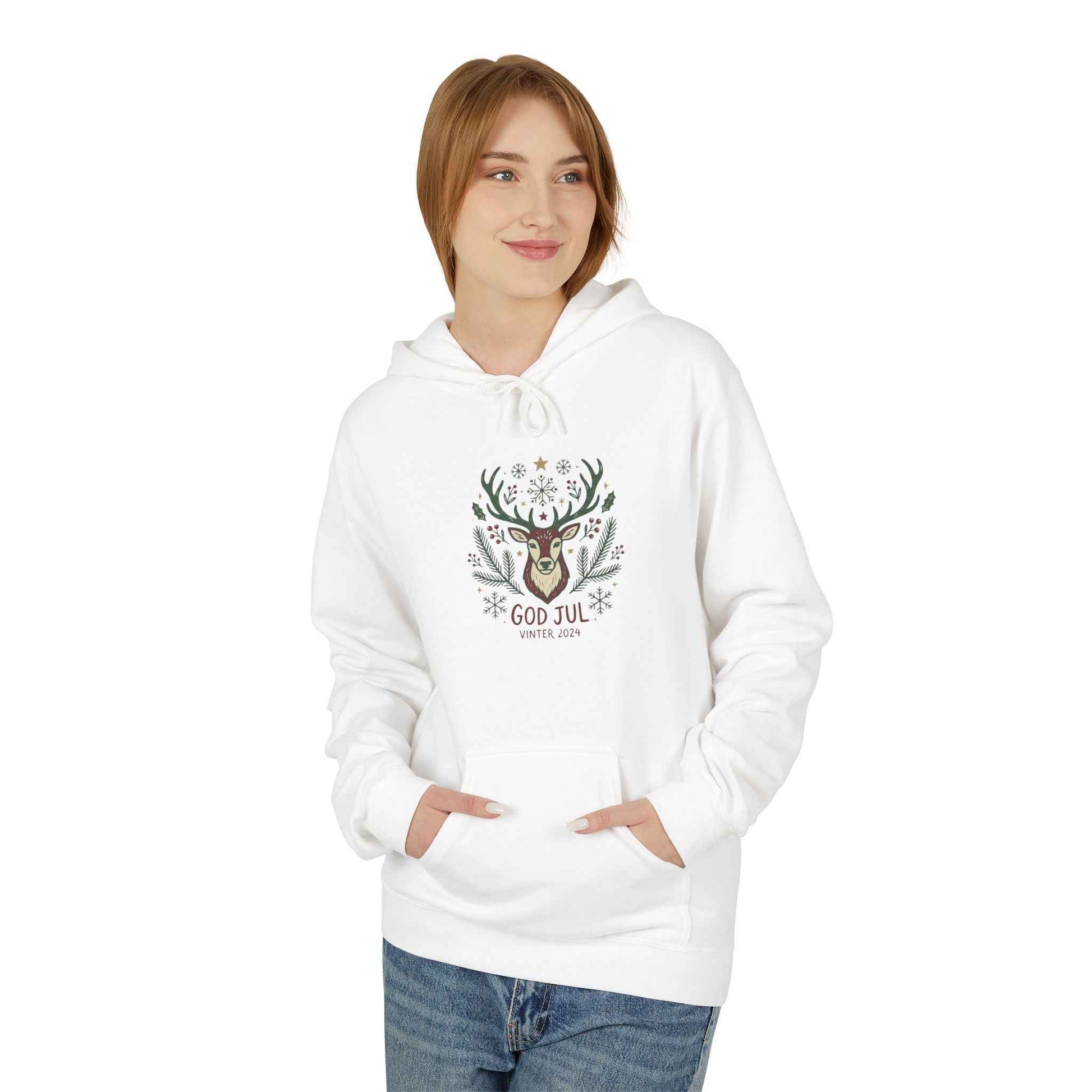 God Jul Reindeer Holiday Hoodie — Scandinavian Christmas Sweatshirt