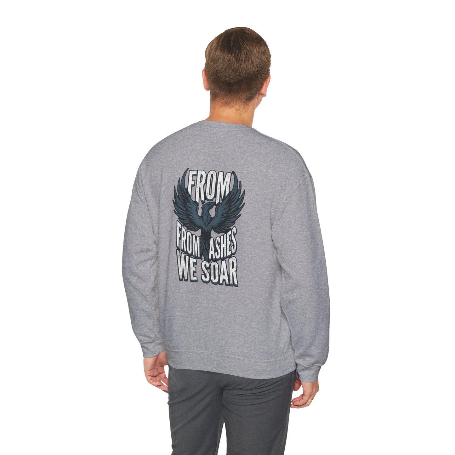 Crewneck Sweatshirt — 'From Ashes We Soar' Raven Back Graphic