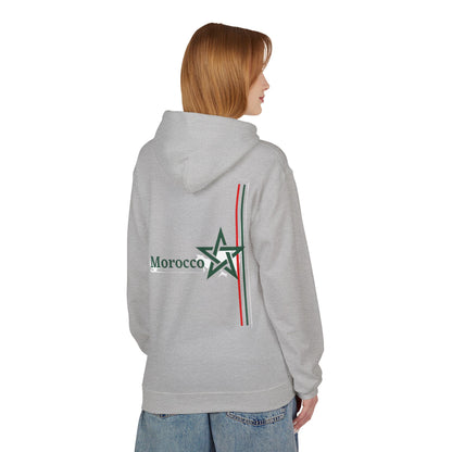 Morocco Star Hoodie - Pullover with Moroccan Flag Stripes and Floral Map Design