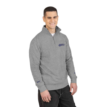 Embroidered Quarter-Zip Fleece Pullover – Classic Gray Crewneck with Subtle Logo