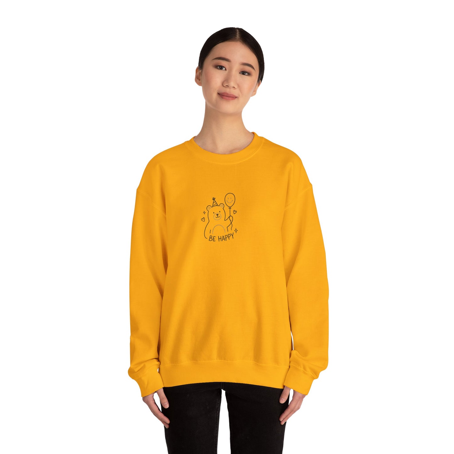 Cute Cat Crewneck Sweatshirt - Be Happy Graphic Cozy Casual Pullover - Ghita Shop
