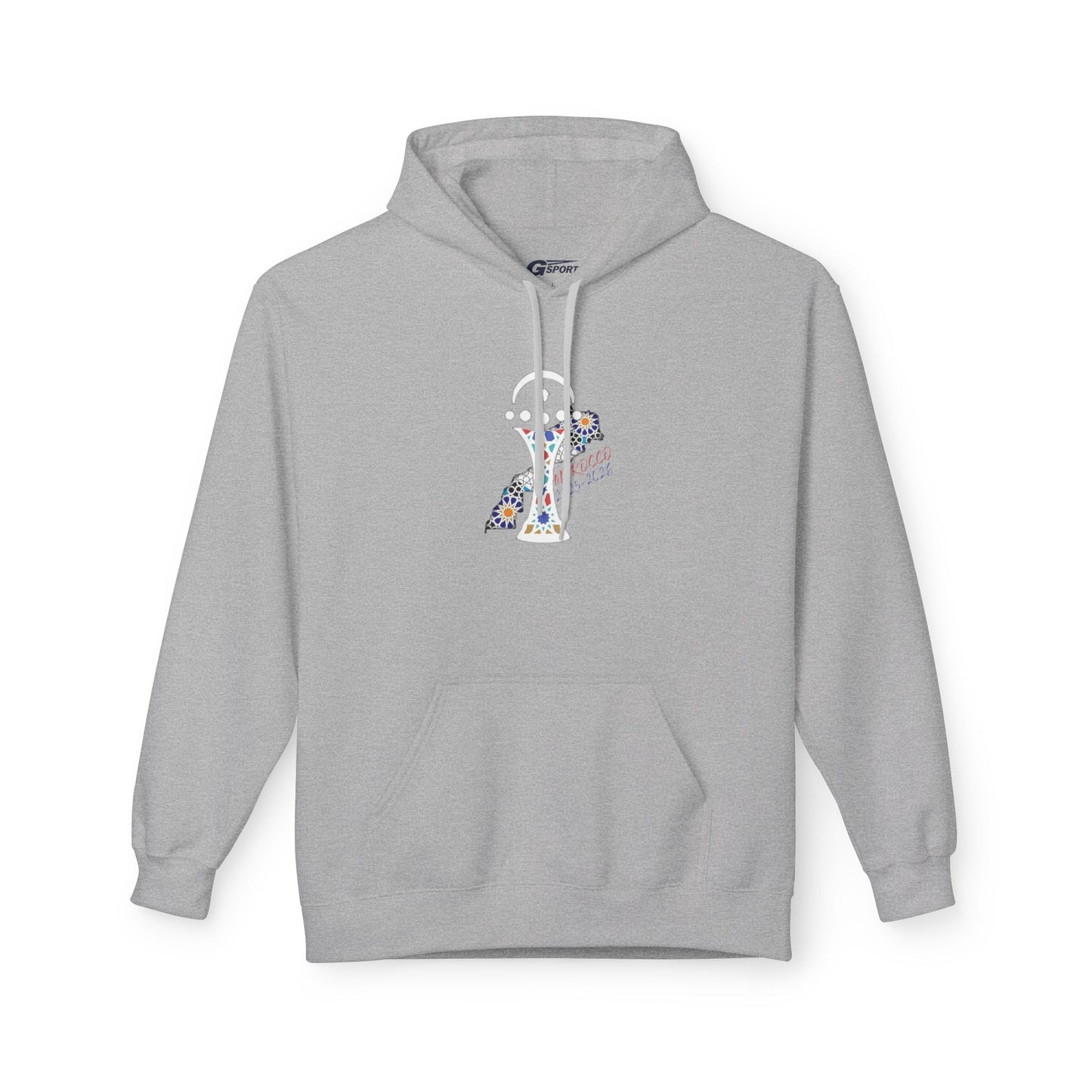 Morocco Star Hoodie - Pullover with Moroccan Flag Stripes and Floral Map Design