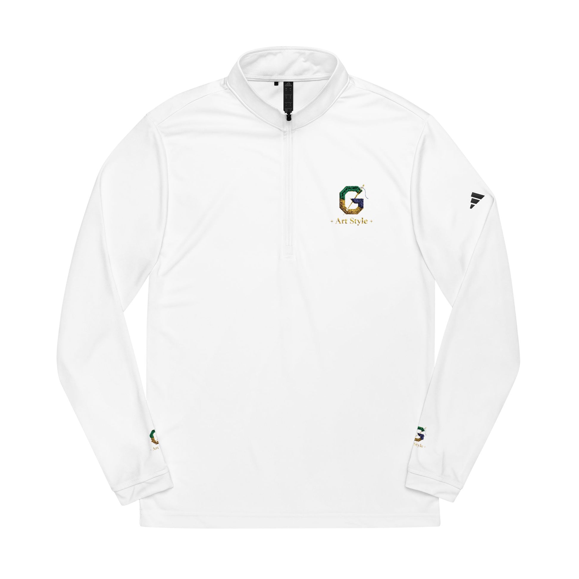 Embroidered Quarter-Zip Pullover - White Performance Golf Active Top - Ghita Shop