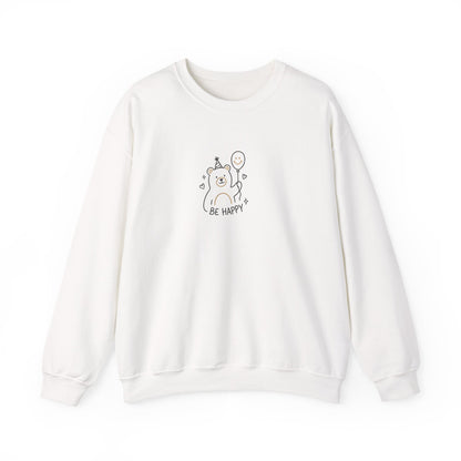 Cute Cat Crewneck Sweatshirt - Be Happy Graphic Cozy Casual Pullover - Ghita Shop
