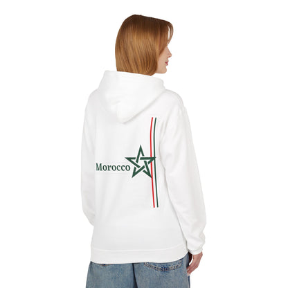Morocco Star Hoodie - Pullover with Moroccan Flag Stripes and Floral Map Design