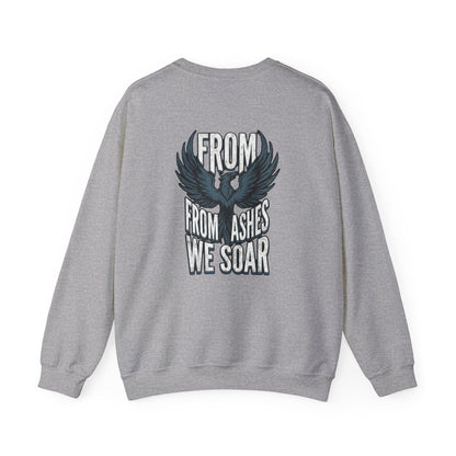 Crewneck Sweatshirt — 'From Ashes We Soar' Raven Back Graphic