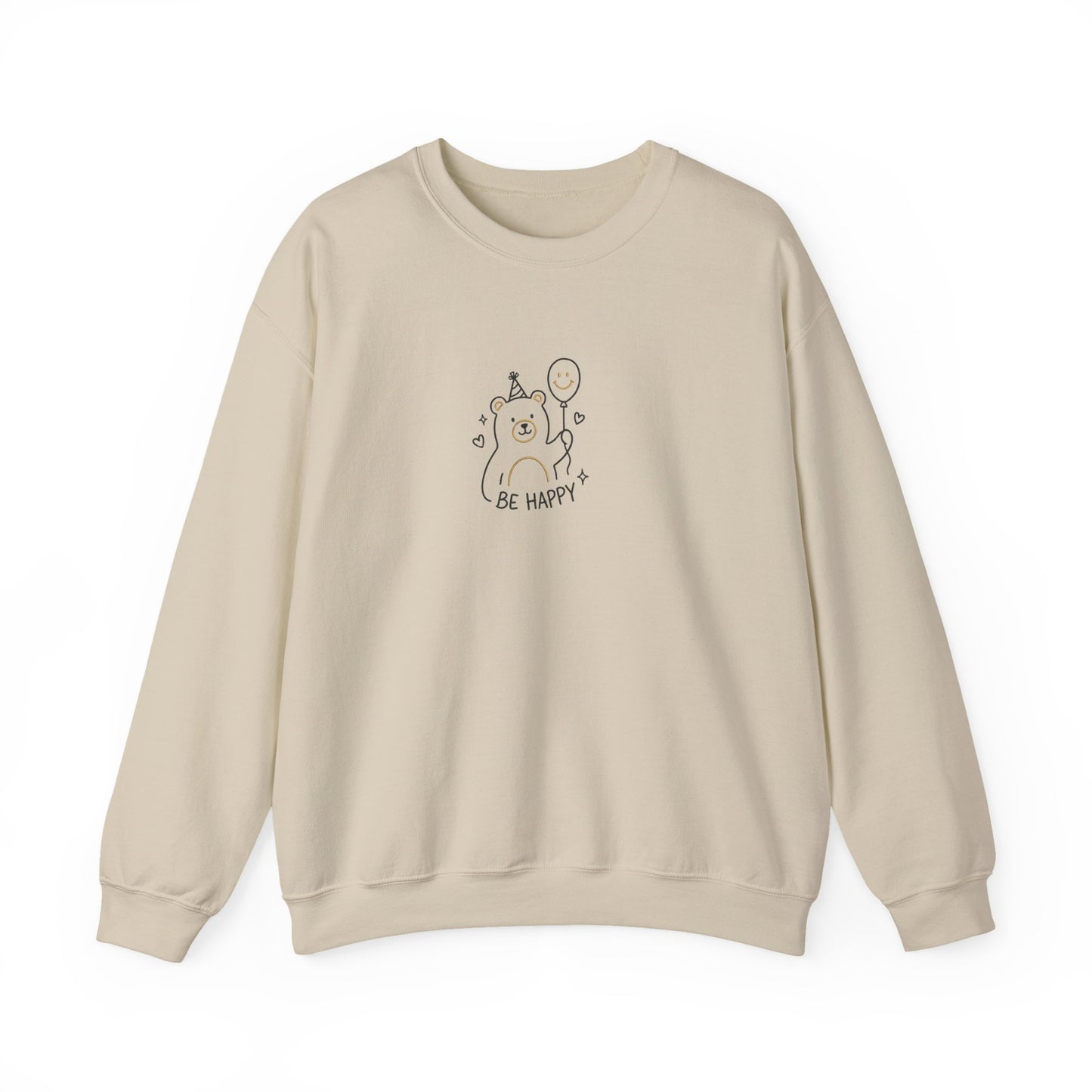 Cute Cat Crewneck Sweatshirt - Be Happy Graphic Cozy Casual Pullover - Ghita Shop