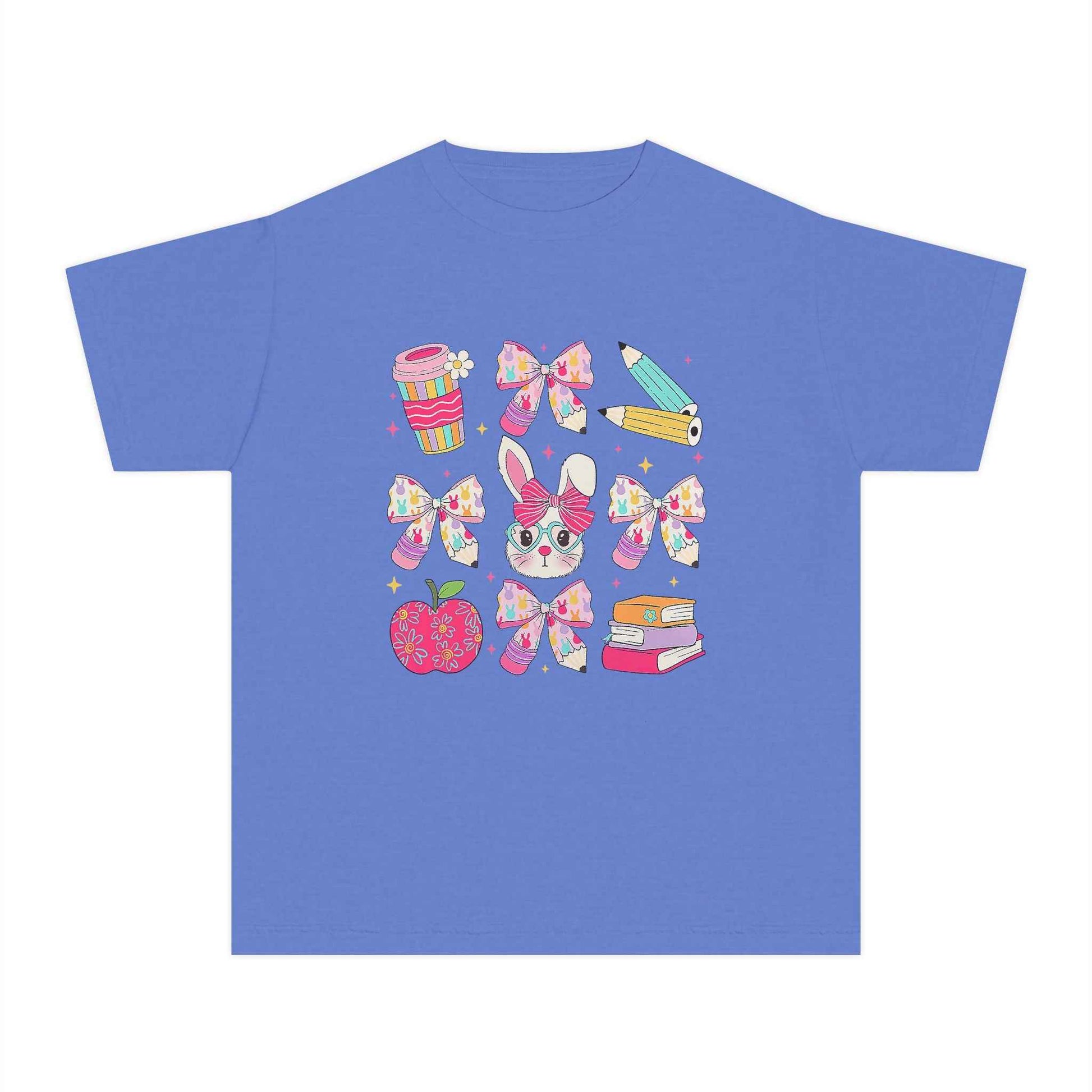 Youth Tee Bunny Back to School Tee for Girls and Sisters