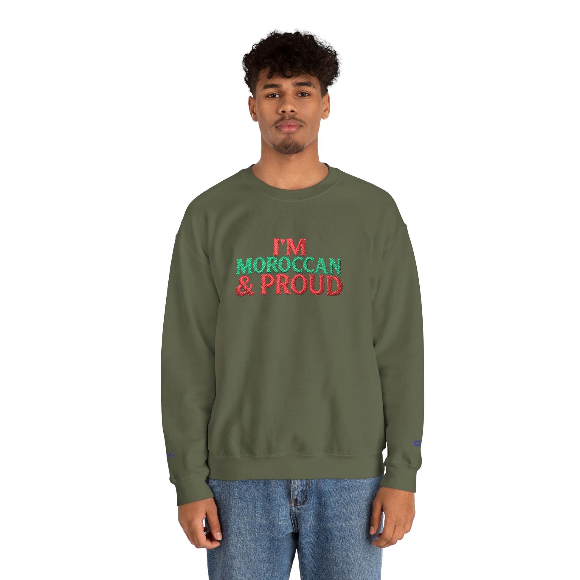 Moroccan & Proud Crewneck Sweatshirt — Patriotic Morocco Pride Pullover - Ghita Shop