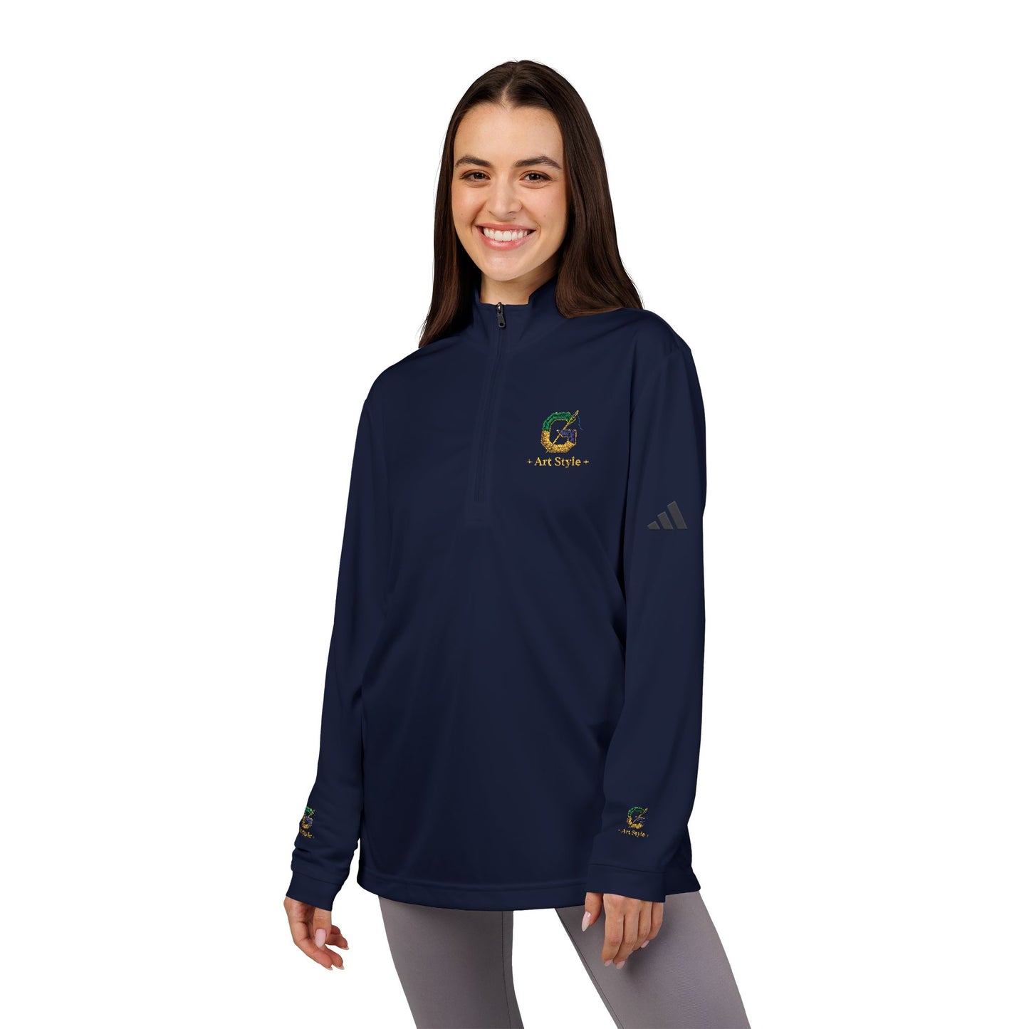 Embroidered Quarter-Zip Pullover - White Performance Golf Active Top - Ghita Shop