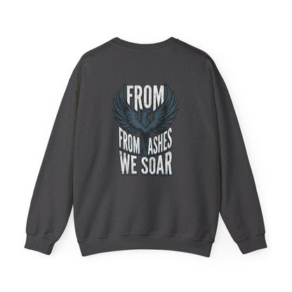 Crewneck Sweatshirt — 'From Ashes We Soar' Raven Back Graphic