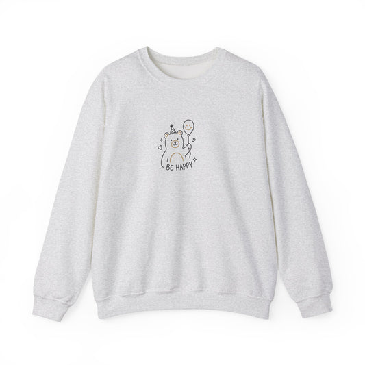 Cute Cat Crewneck Sweatshirt - Be Happy Graphic Cozy Casual Pullover - Ghita Shop