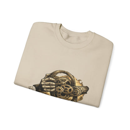 Never Let the Day Run You — Vintage Steering Wheel Crewneck Sweatshirt