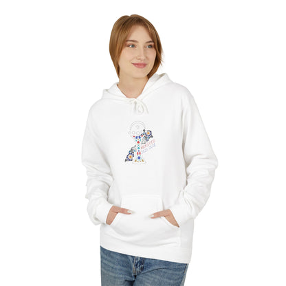 Morocco Star Hoodie - Pullover with Moroccan Flag Stripes and Floral Map Design
