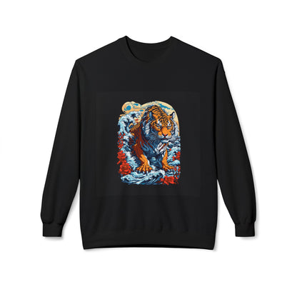 Tiger Moon Crewneck Sweatshirt — Vintage Stylized Tiger Graphic
