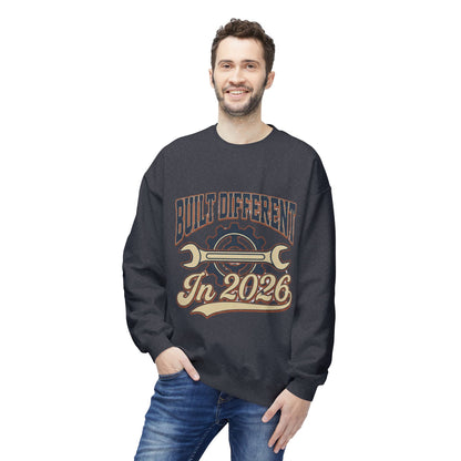 Built Different In 2026 Crewneck Sweatshirt - Mechanic Vintage Tool Design